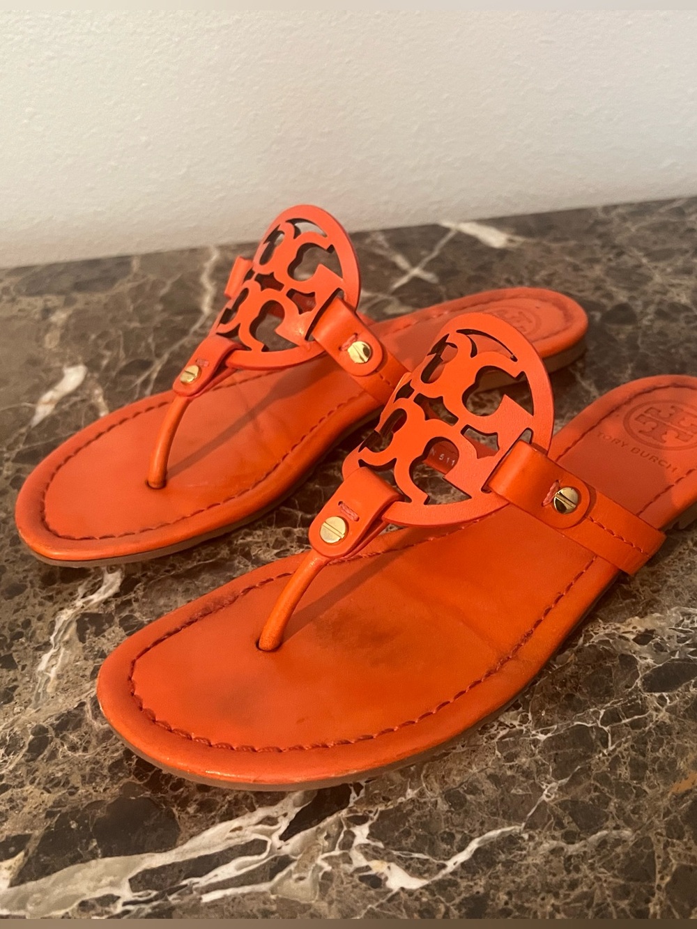 Tory Burch Orange Tiger Lilly Miller Flip Flop Sandals 6.5
